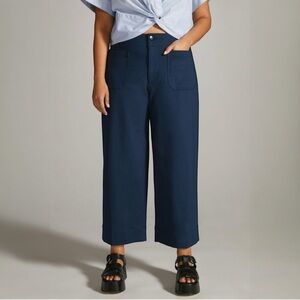 MAEVE x ANTHROPOLOGIE The Colette Ponte Crop Wide-Leg Pants in Navy